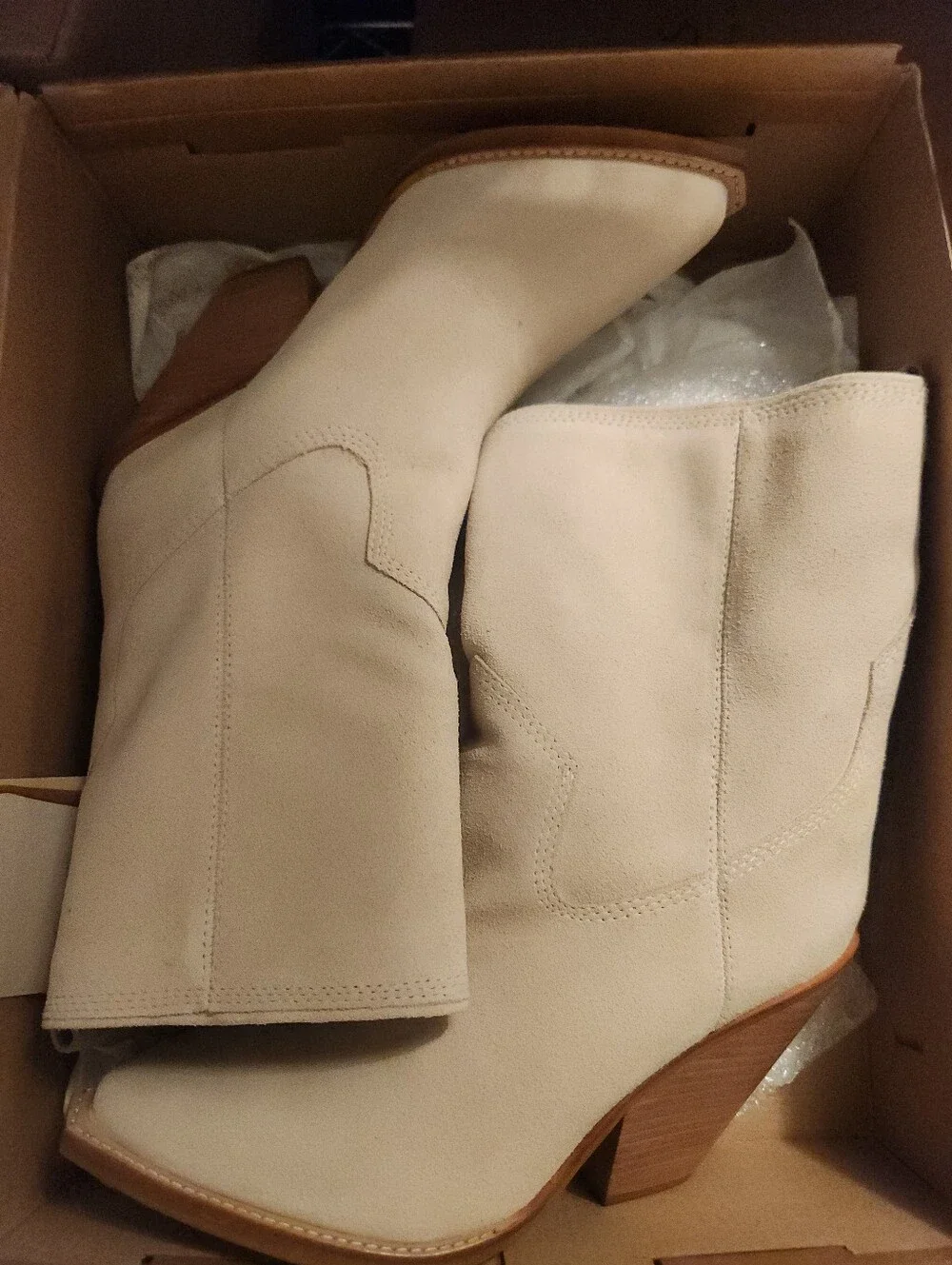 Anthropologie KAANAS Dante Suede Western Bootie in Ivory $325 MSRP NEW NWT NIB